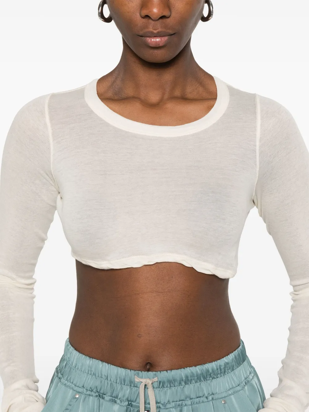 Rick Owens Cropped T-shirt Beige