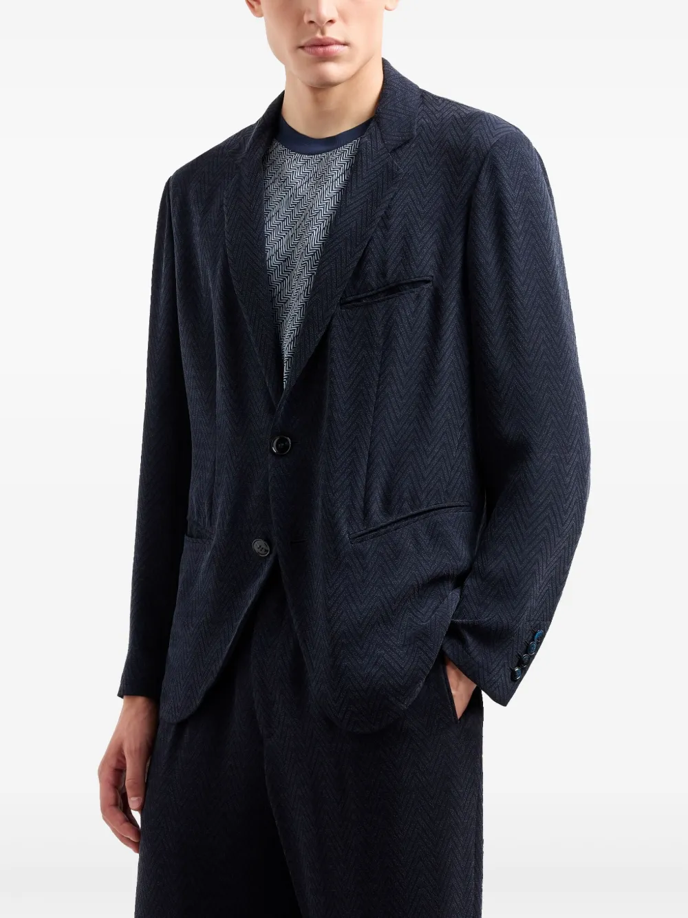 Giorgio Armani Blazer met chevron-patroon Blauw