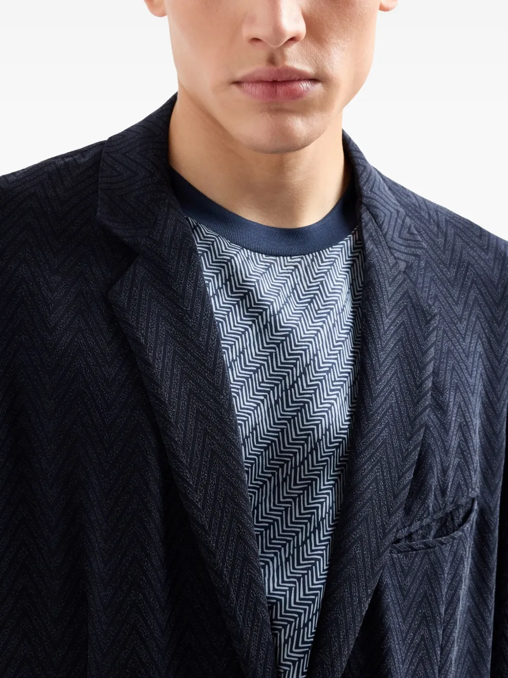 Giorgio Armani Blazer met chevron-patroon Blauw