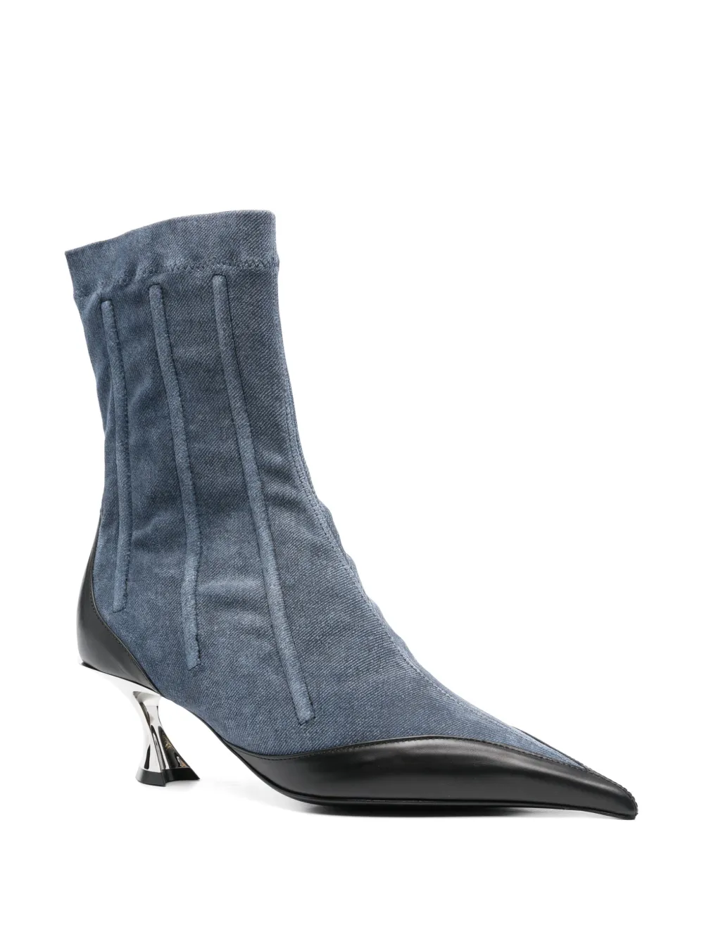 Mugler 55mm boned denim boots - Blauw