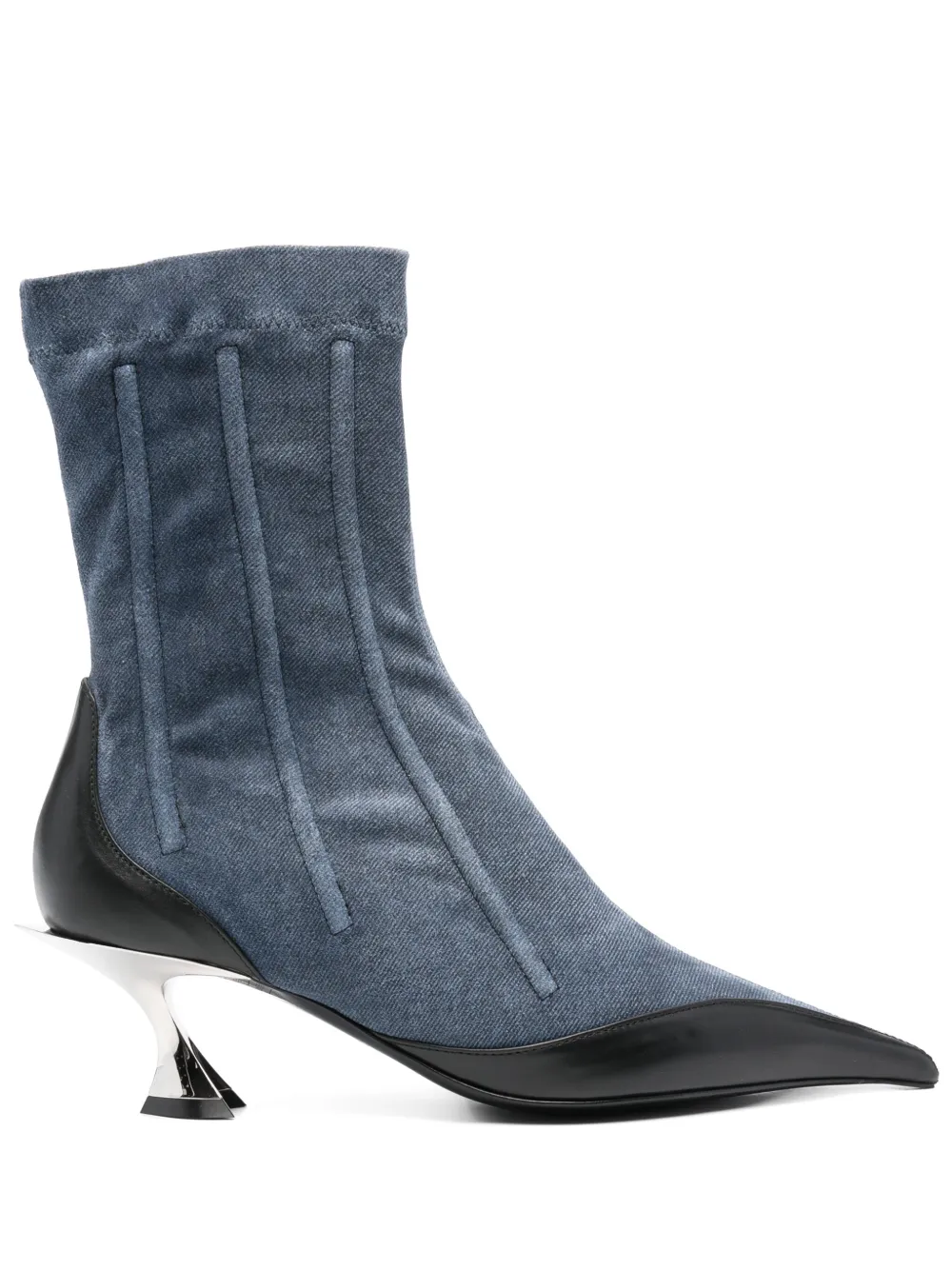 Mugler 55mm boned denim boots Blue