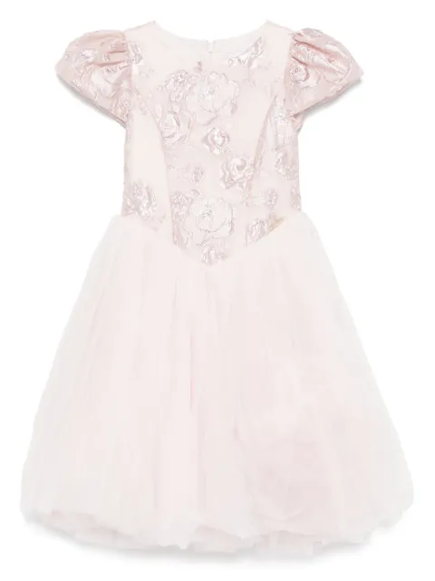 Monnalisa rose-jacquard dress