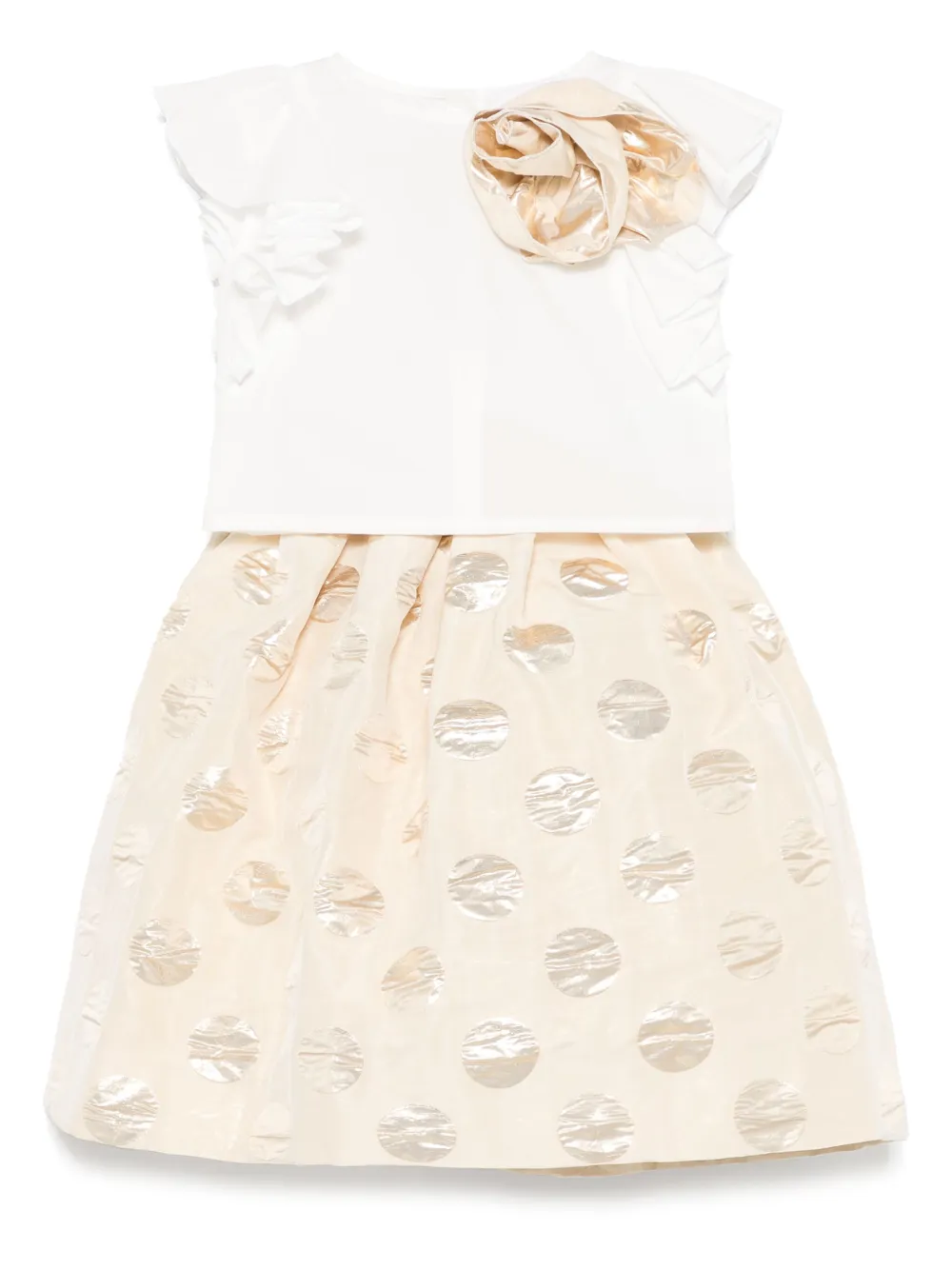 Monnalisa Polka Dot Skirt Set In White