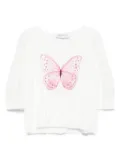 Monnalisa butterfly-print T-shirt - White