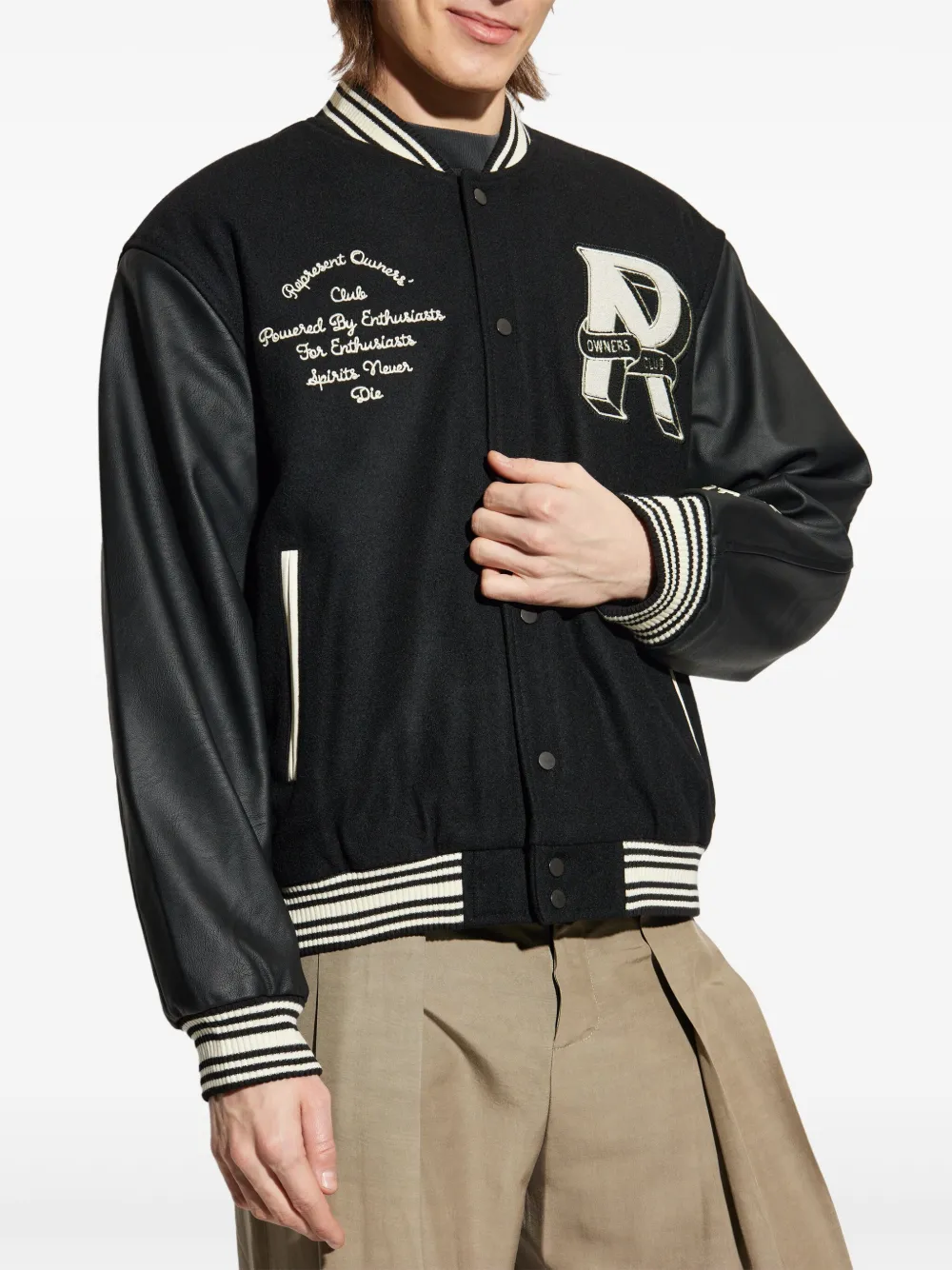 Represent Owners' Club Bomber Jacket - Men's - Polyamide/wool/polyester/polyurethane In Black