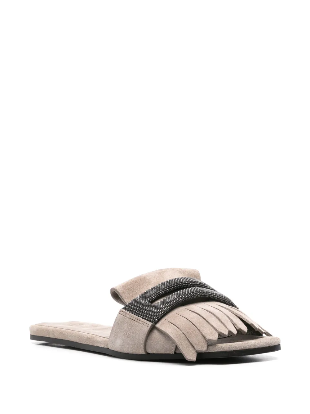 Brunello Cucinelli Monili slippers met kettingdetail Grijs