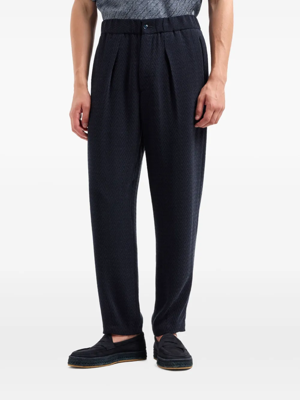 Giorgio Armani Broek met zigzagpatroon Blauw