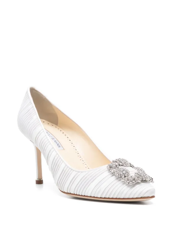 Manolo Blahnik 70mm Hangisi Pumps | White | FARFETCH
