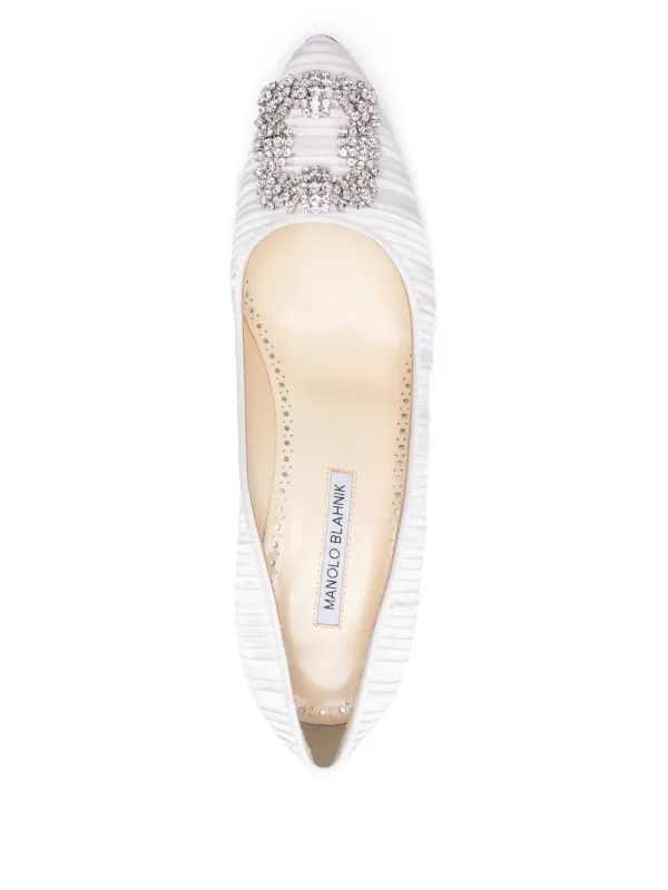 Manolo Blahnik 70mm Hangisi Pumps | White | FARFETCH
