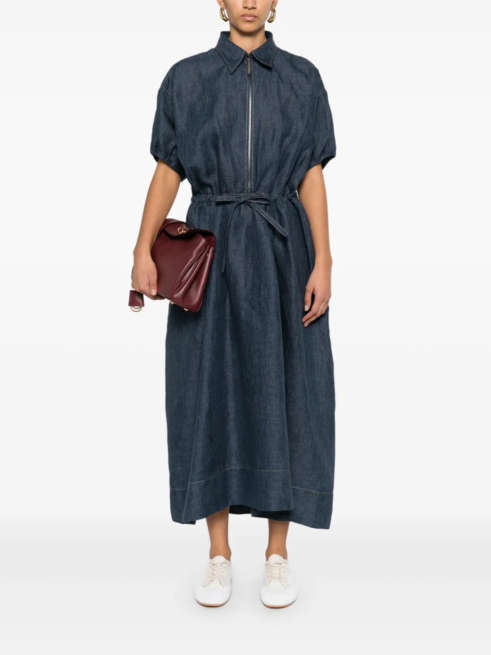 Brunello Cucinelli Denim maxi-jurk - Blauw