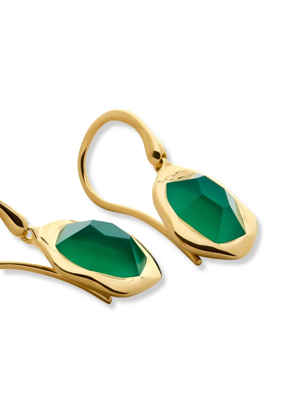 Monica Vinader Gold Odyssey Gemstone Wire Earrings Green Onyx In Gold