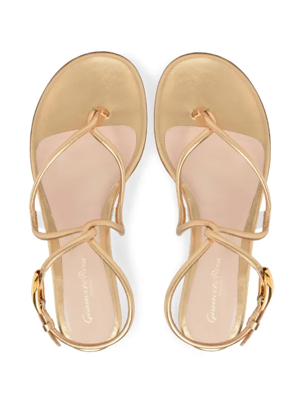 シューズ・サンダルその他 GIANVITO ROSSI Woman Flat sandals Gold G3242405CUONPS MEKO Gianvito Rossi - Amalfi Gold Flat Sandal | Mitchell Stores