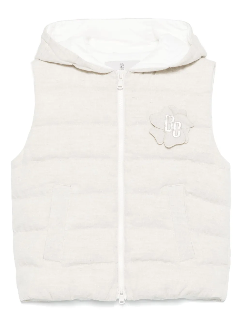 Brunello Cucinelli Kids logo-embroidered gilet - Nude