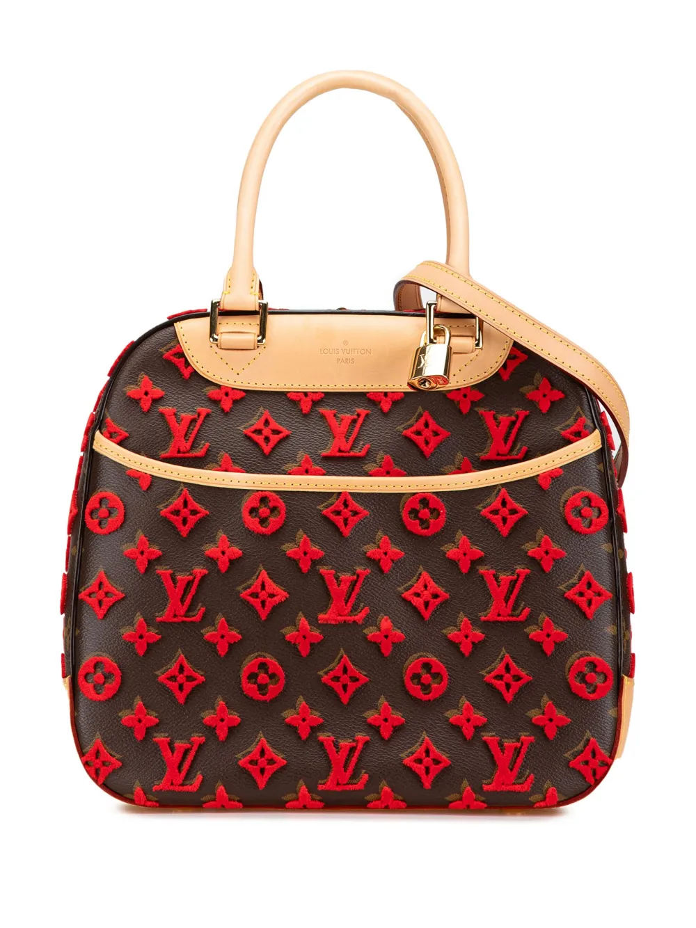 Louis Vuitton Pre-Owned 2013 モノグラム タフタージュ ドーヴィル キューブ ハンドバッグ - レッド Louis Vuitton Pre-Owned 2013 モノグラム タフタージュ ドーヴィル キューブ ハンドバッグ - レッド