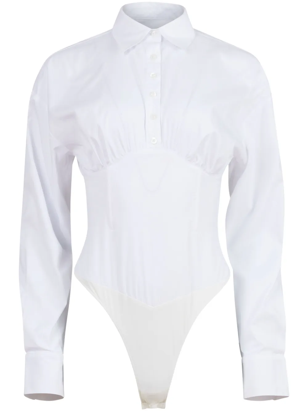 FLEUR DU MAL POPLIN BUTTON-DOWN BODYSUIT