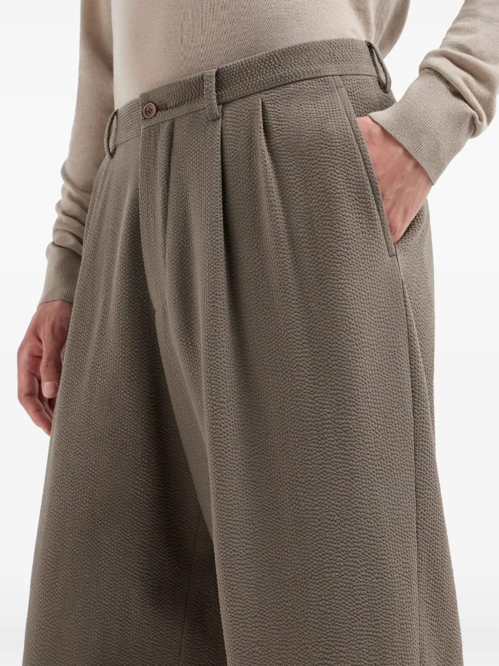 Giorgio Armani Broek met geplooid detail Beige