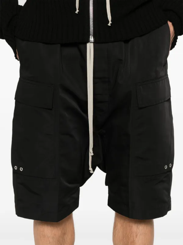 【RICK OWENS】CARGO PODS SHORTS RICK OWENS CARGO PODS SHORTS BLACK Zipper Drawstring Tecuatl