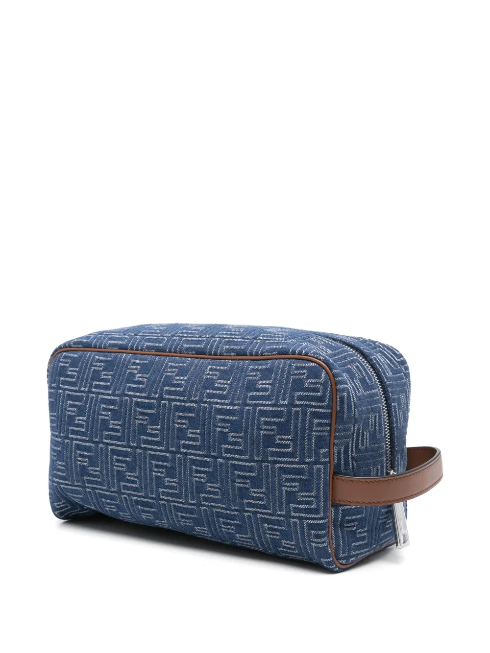 FENDI FF-print denim wash bag - Blauw
