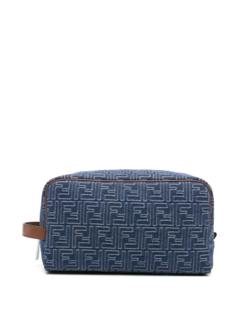 FENDI FF-print denim wash bag