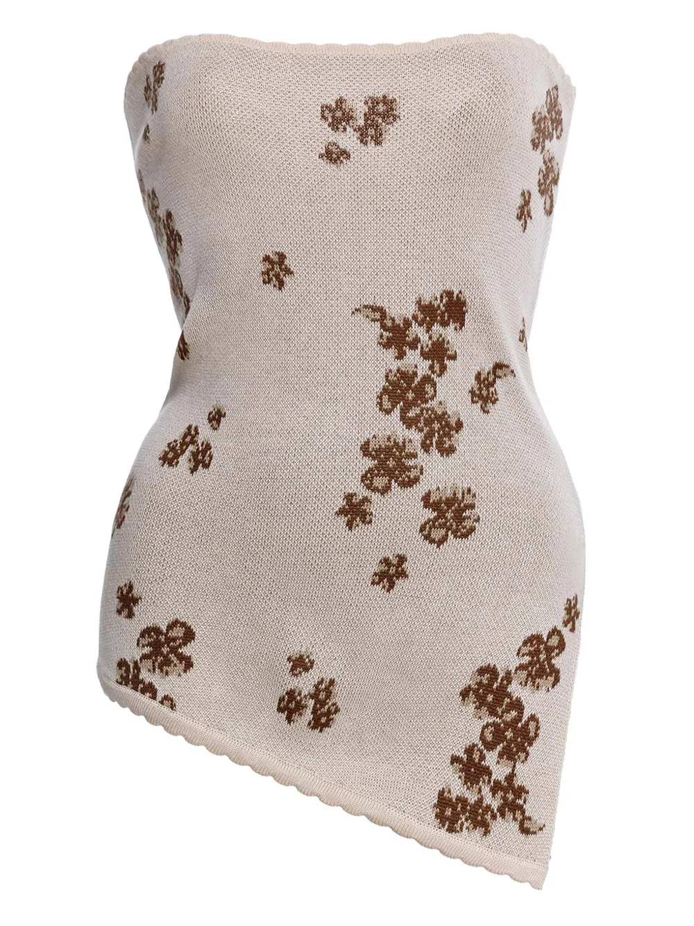 Agua Bendita Top asimmetrico Shantal a fiori - Toni neutri