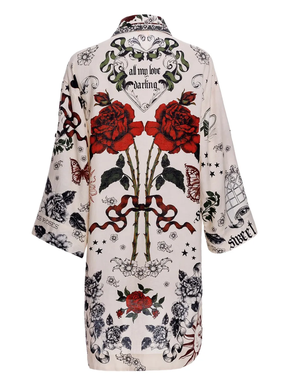 Agua Bendita Chrissy blouse met roosprint Wit