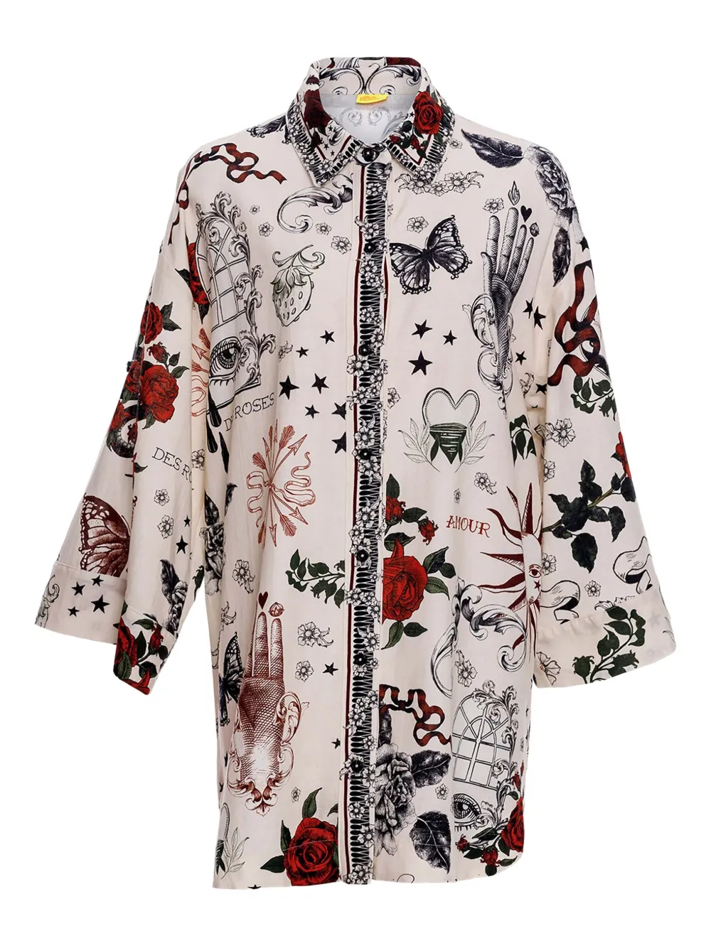 Agua Bendita Chrissy Hemd mit Rosen-Print - Weiß