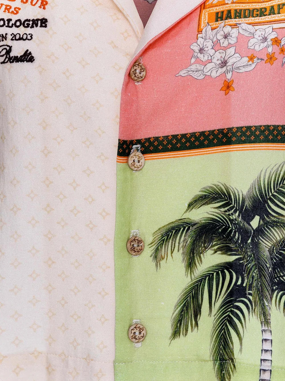 Agua Bendita Cropped blouse met bloemenprint Beige