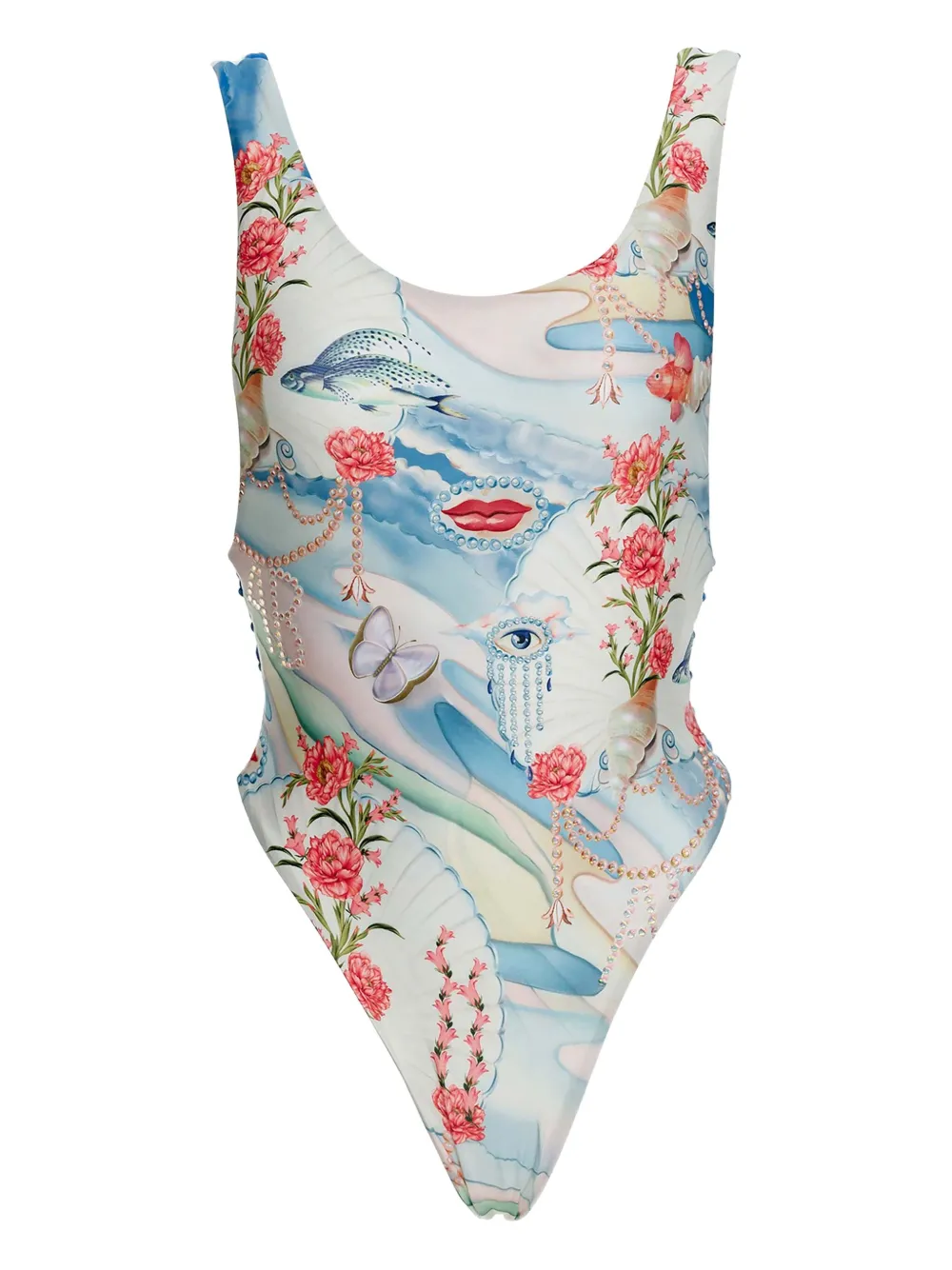 Agua Bendita Costume intero a fiori - Bianco