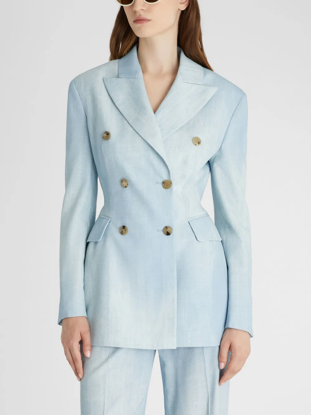 Ermanno Scervino Blazer met denim print Blauw