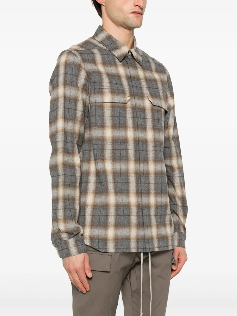 Rick Owens Geruit overhemd Beige
