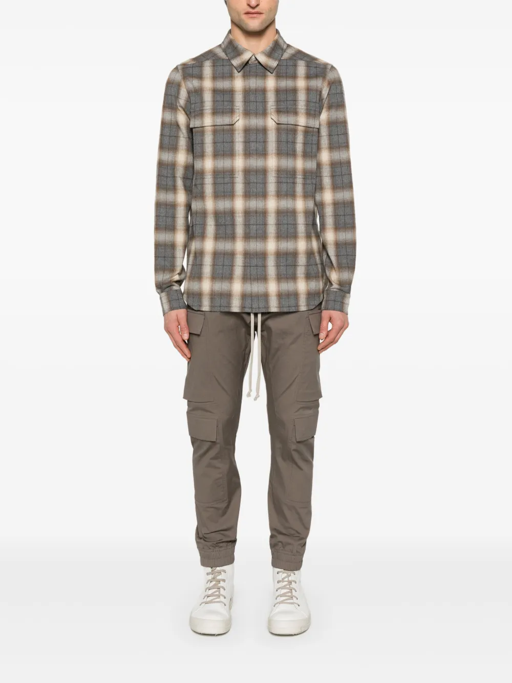 Rick Owens Geruit overhemd - Beige