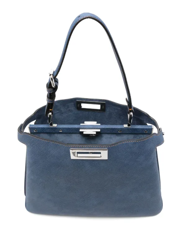 FENDI ピーカブー レザーハンドバッグ M | ブルー | FARFETCH JP