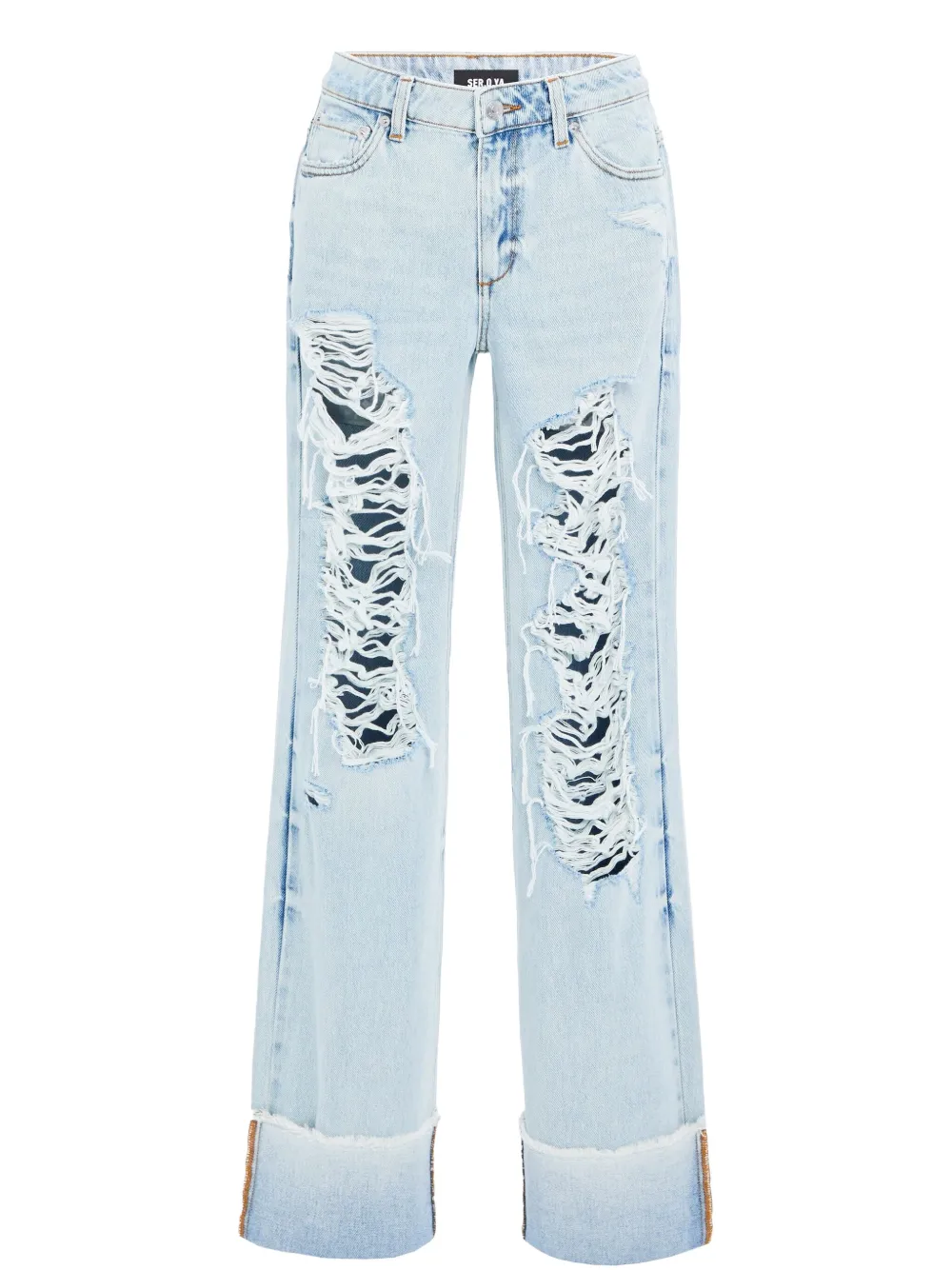 Ser.o.ya Margot Cuffed Distressed Jeans In Blue