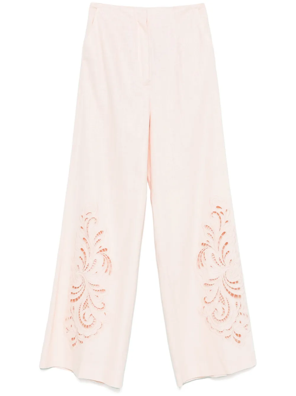 TWINSET FLORAL-EMBROIDERED TROUSERS