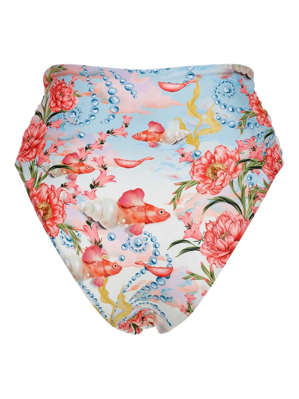  Agua Bendita Lily Fish-print Bikini Bottom - Blue 