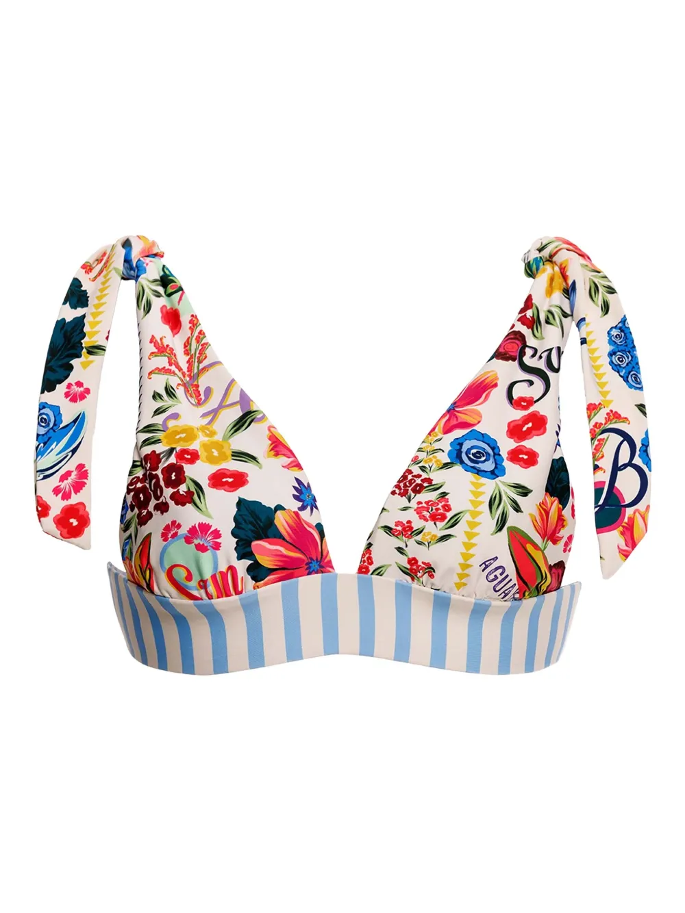 Agua Bendita Laurie Bikinioberteil mit Blumen-Print - Weiß