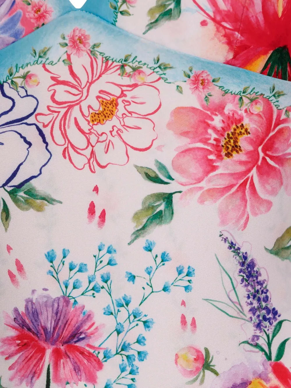 Agua Bendita Tulipa badpak met bloemenprint en V-hals Blauw