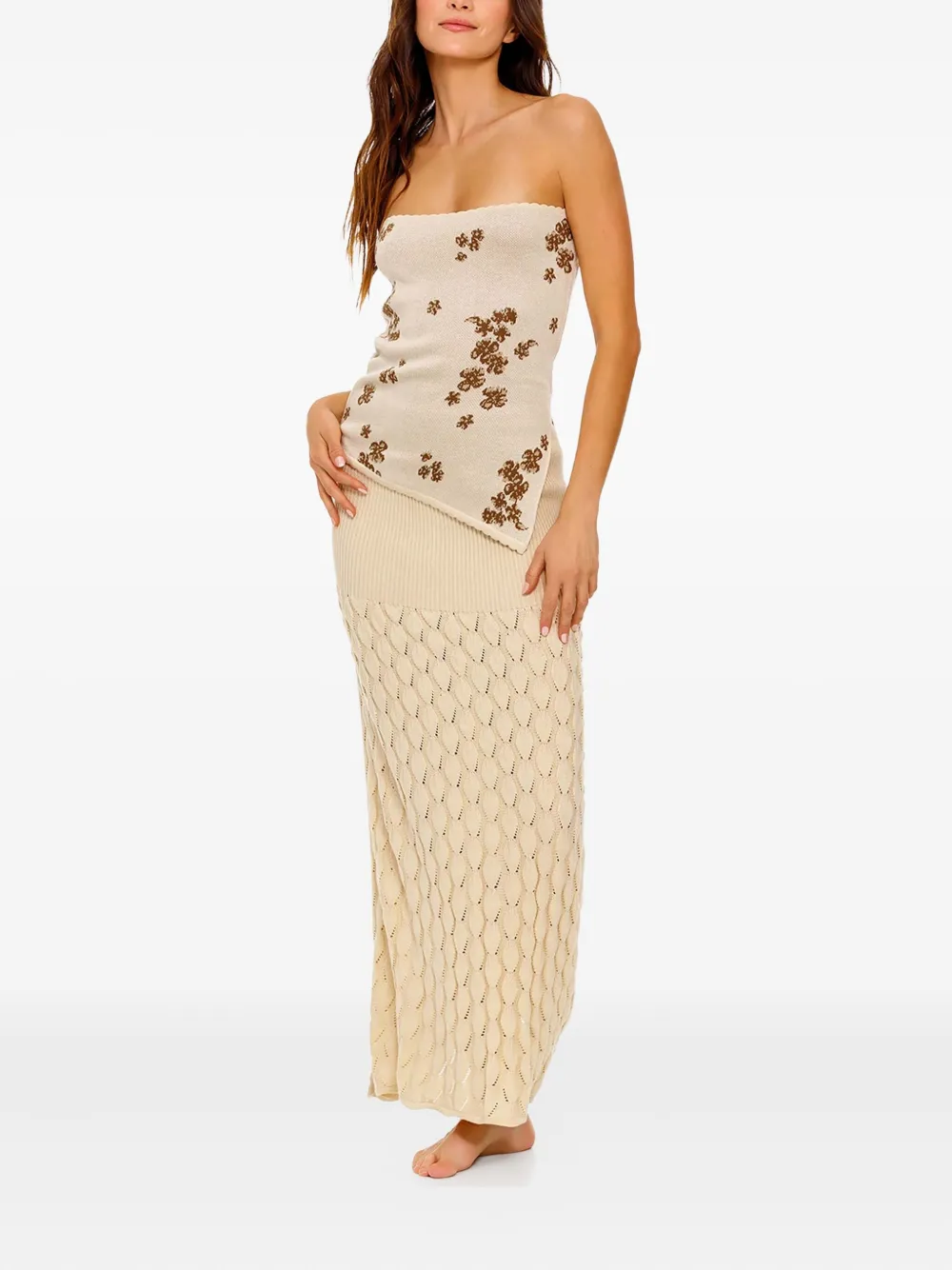  Agua Bendita Theodora Ribbed-knit Skirt - Neutrals 