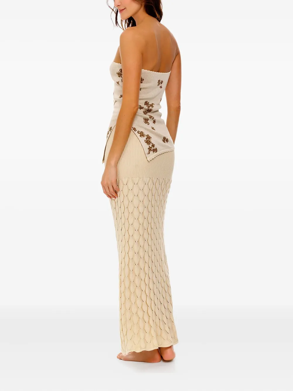  Agua Bendita Theodora Ribbed-knit Skirt - Neutrals 