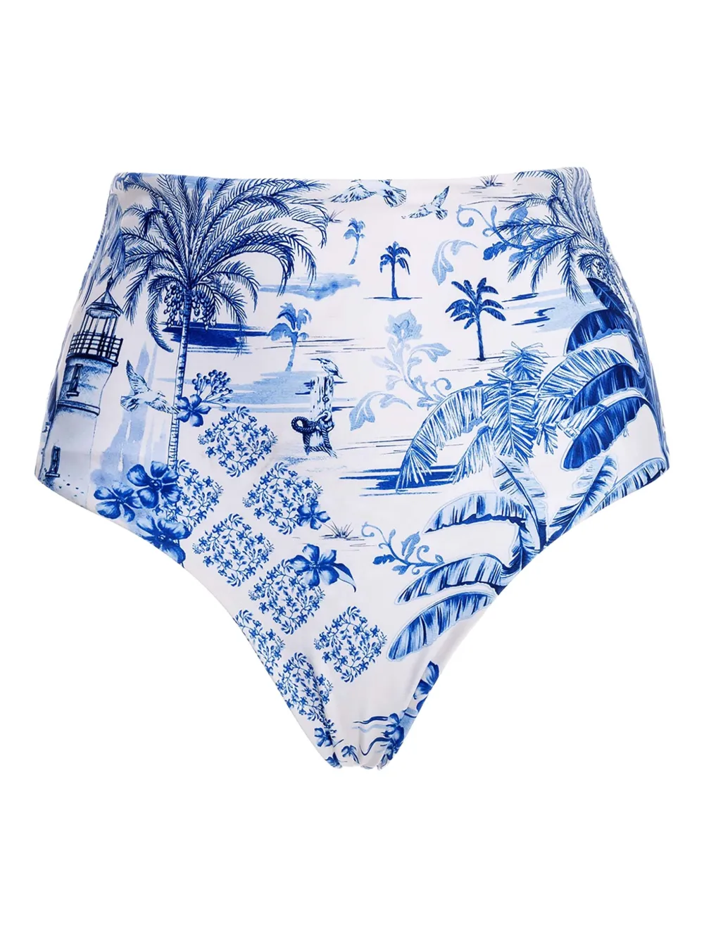 Agua Bendita Slip bikini a vita alta con stampa - Bianco