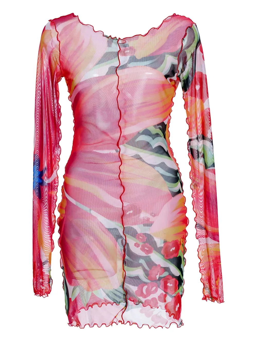 Agua Bendita Abito Hadley a fiori con ruches - Rosso
