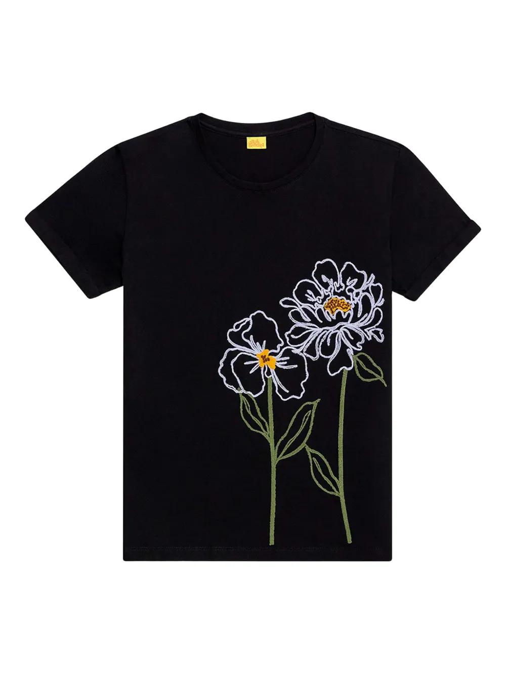 Agua Bendita T-shirt Gea con ricamo a fiori - Nero