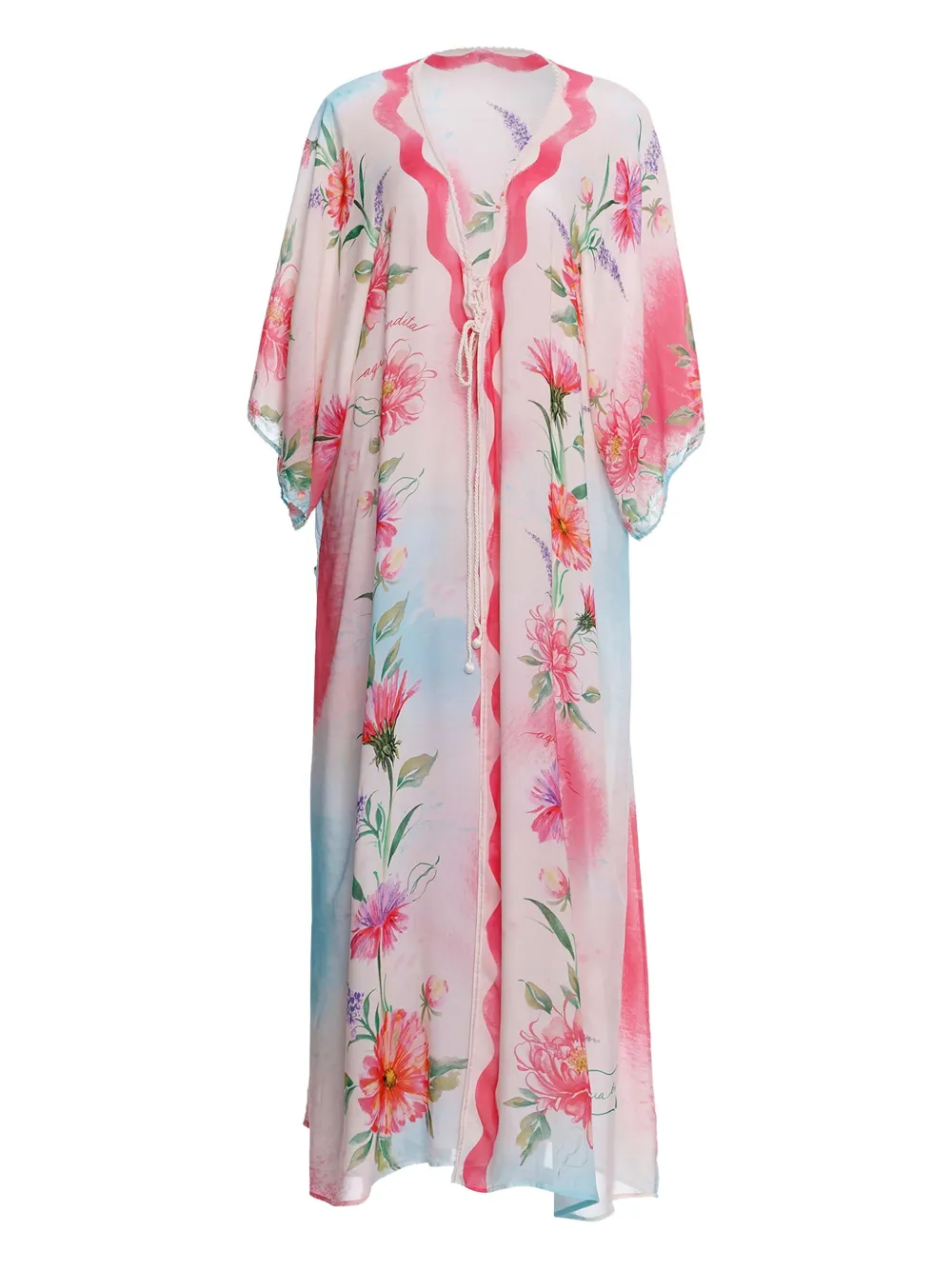 Agua Bendita Strandkleid mit Blumen-Print - Weiß