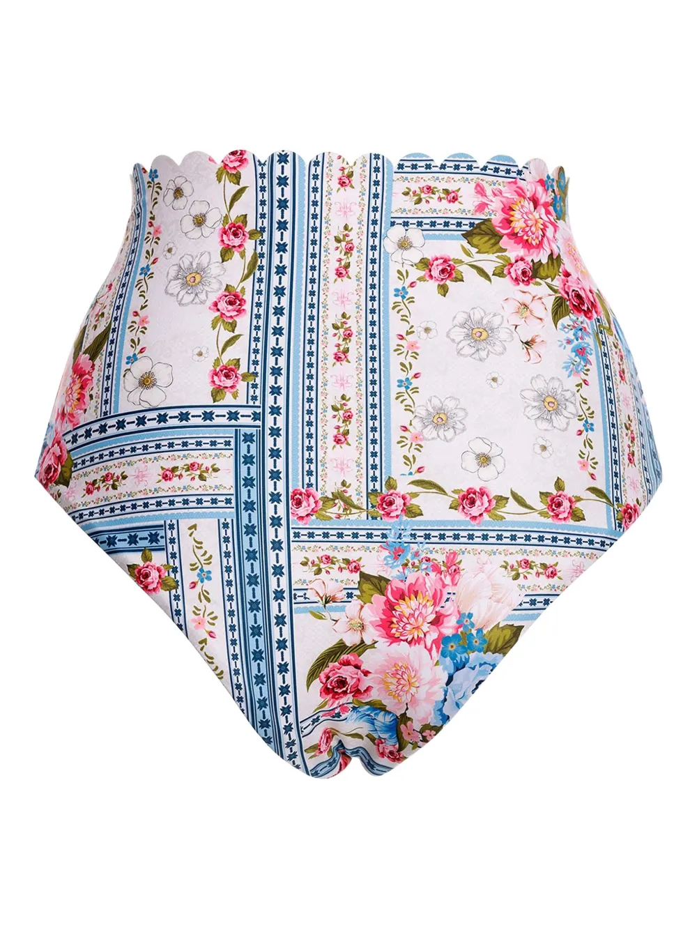 Agua Bendita Slip bikini Alicia a fiori - Blu