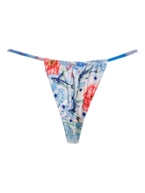 Agua Bendita crystal-embellished floral bikini bottoms
