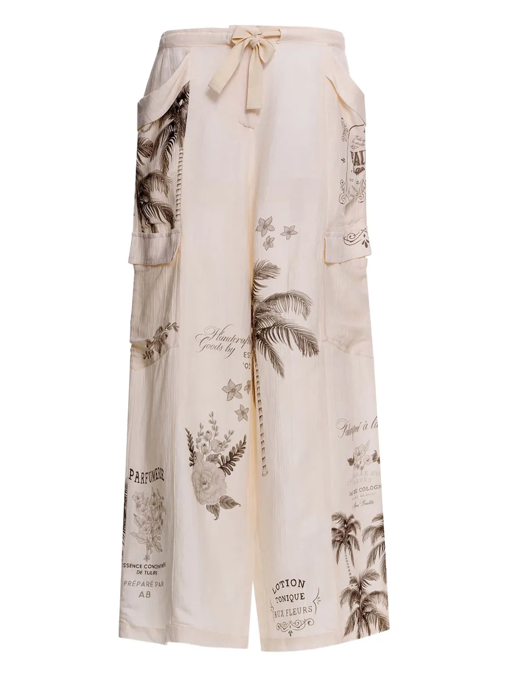 Agua Bendita Alice Palm-tree Print Trousers In Neutral
