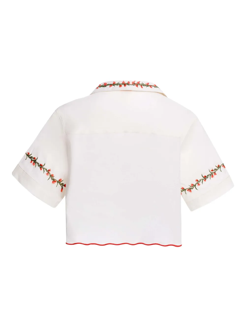 Agua Bendita Itsy Floral-embroidered Scalloped Top In White
