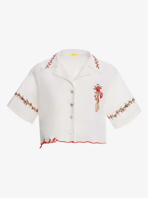 Agua Bendita Itsy floral-embroidered scalloped top
