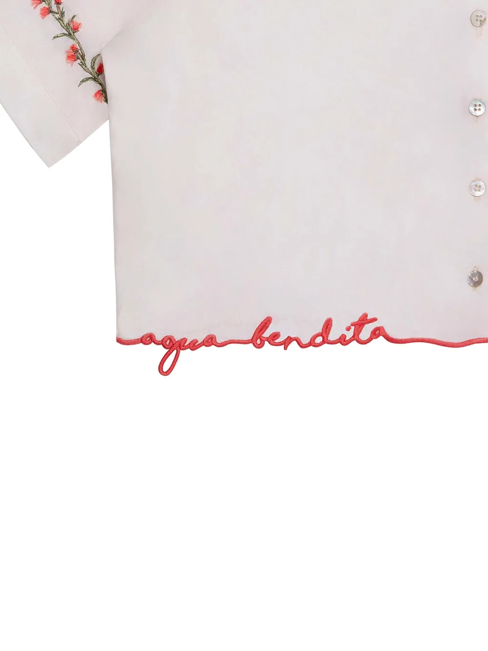 Agua Bendita Itsy Floral-embroidered Scalloped Top In White