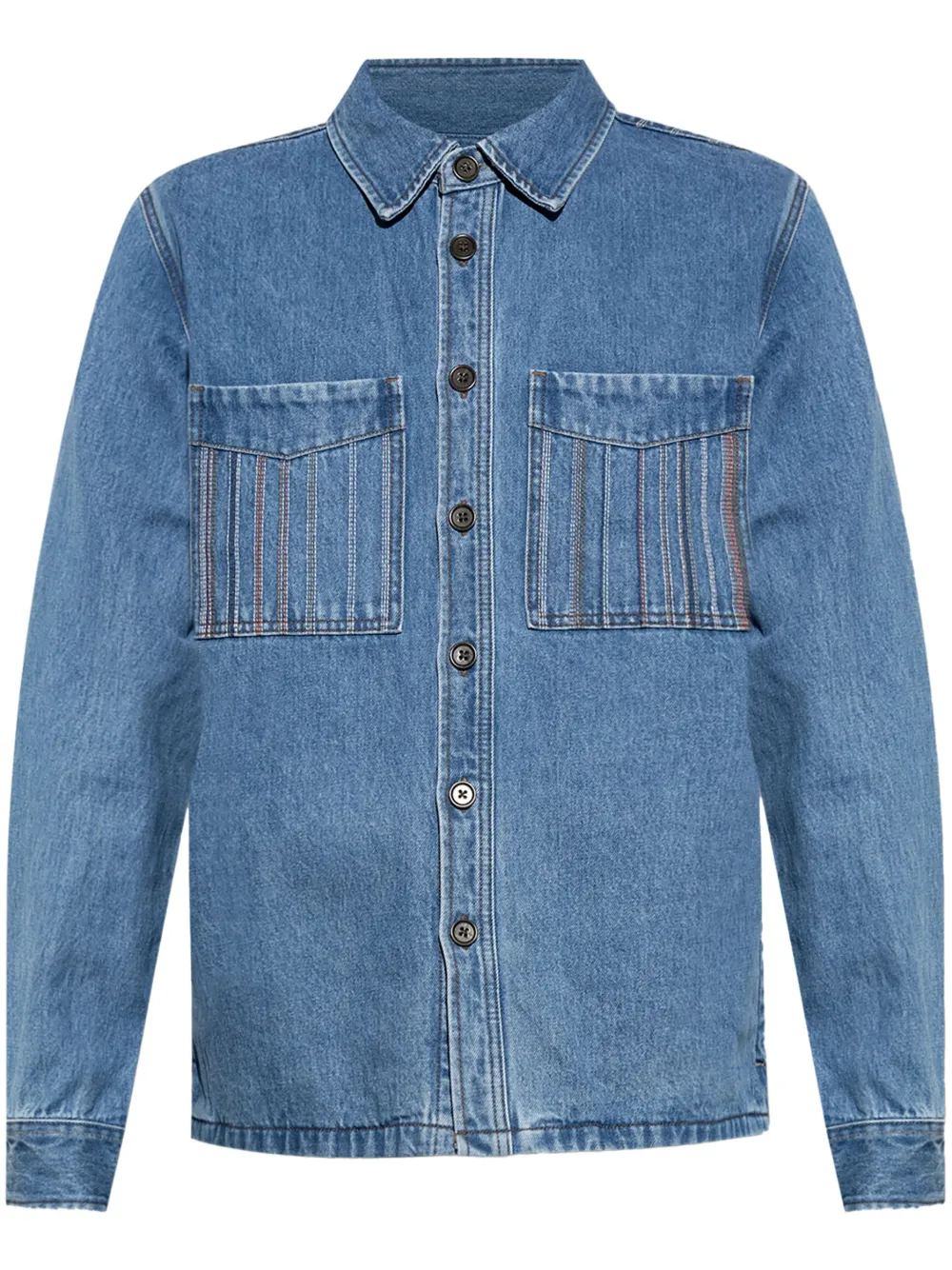 PS Paul Smith stripe-embroidered shirt jacket - Blu